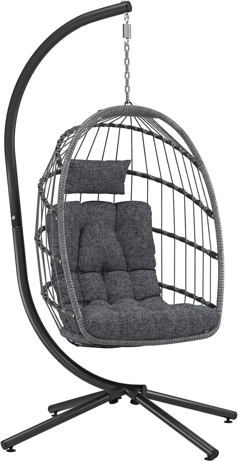 Hanging Egg Chair - Hangende eierstoel met standaard, buiten- en