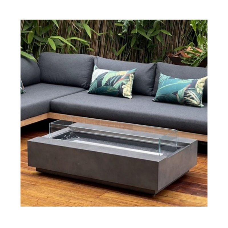 Outdoor Furniture With Fire Pit Table - Moderne Cortenstalen vuurplaats gas buitenmeubelset tafelbladhaard