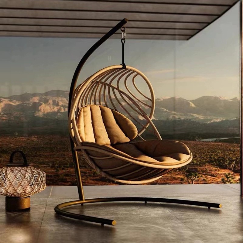 Hanging Egg Chair - Rotan rieten eivormige hangende rieten schommelstoel