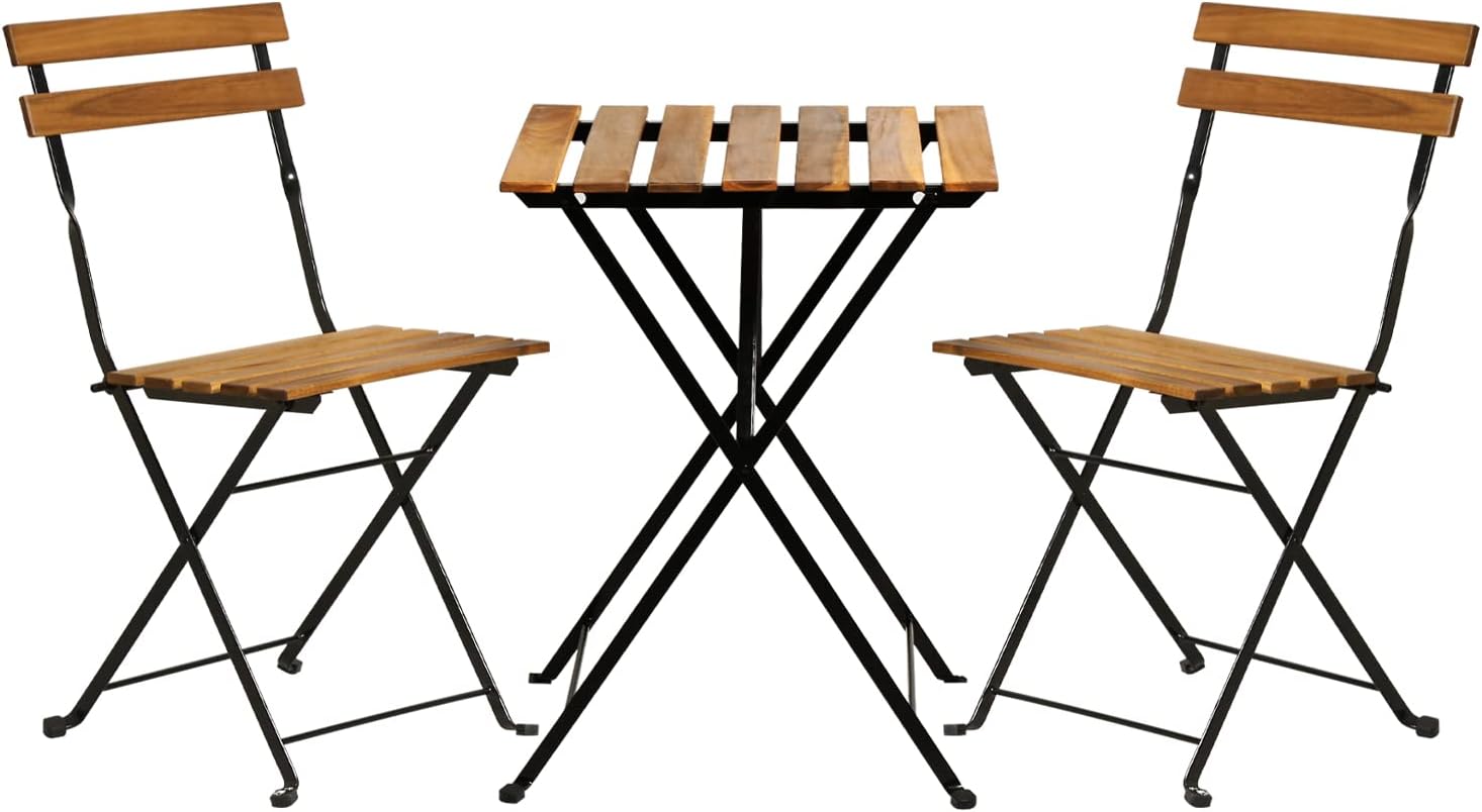 Outdoor Furniture Table - Natuurhouten 3-delige opvouwbare bistroset voor op