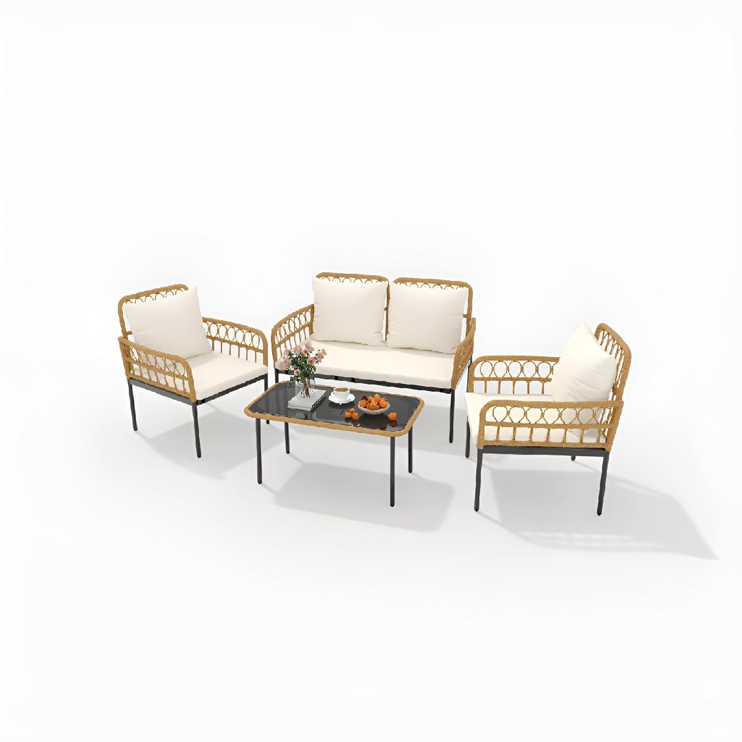 Outdoor Furniture Ofo - o*-4-delige tuinmeubelset Buiten Bistroset van rieten