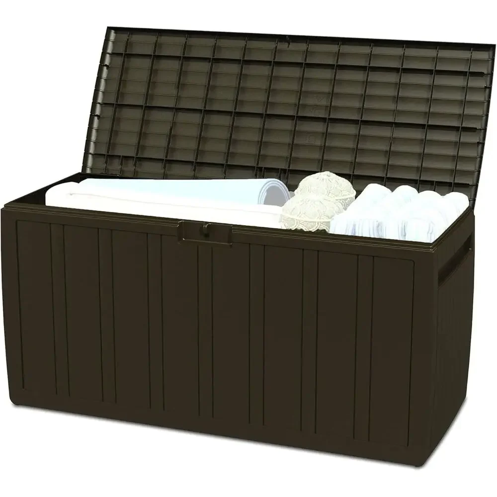 Outdoor Furniture With Storage For Cushions - Bruine opbergbak voor buiten, 71 gallon,
