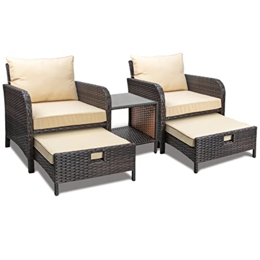 Outdoor Furniture Lounge Set - Balkonmeubilair 5-delige patio-salonset, PE-wicker rotan buitenloungestoelen