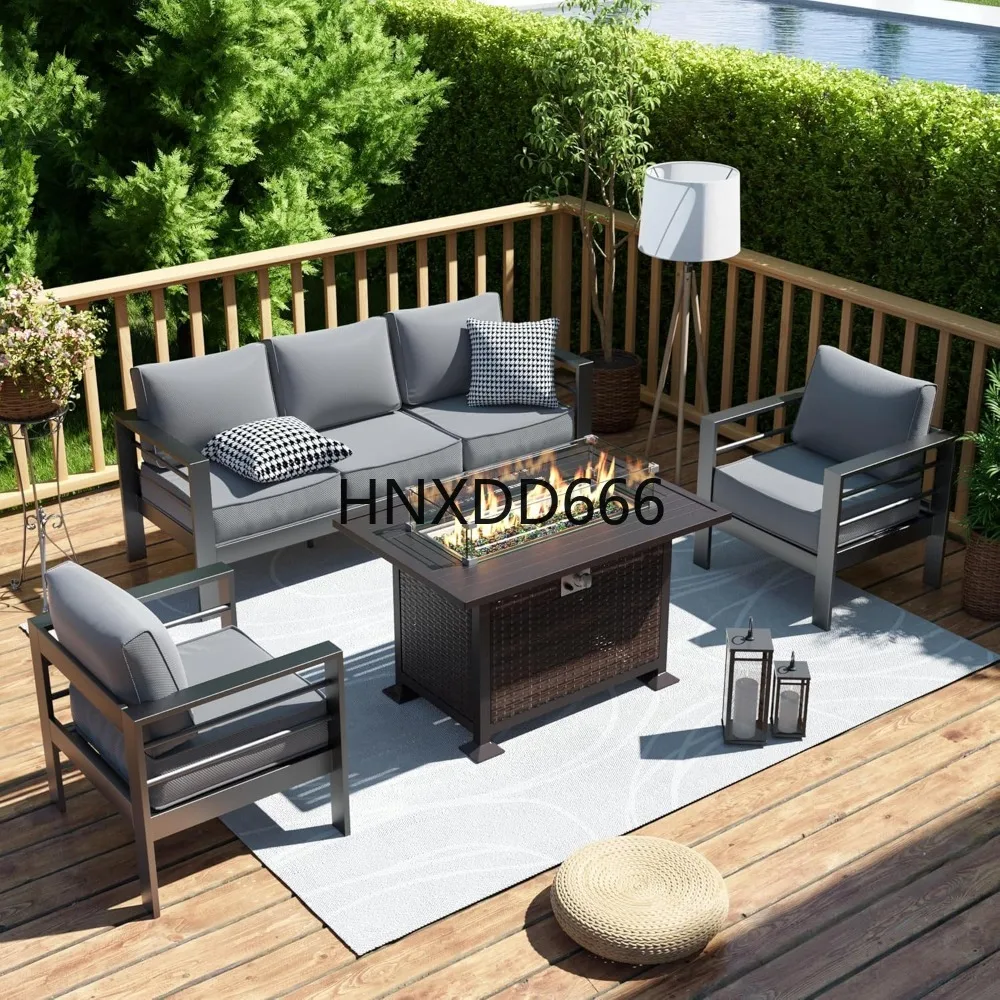 Tuinmeubelset met vuurtafel, 6 - Outdoor Furniture With Fire Pit Table recensie en prijs