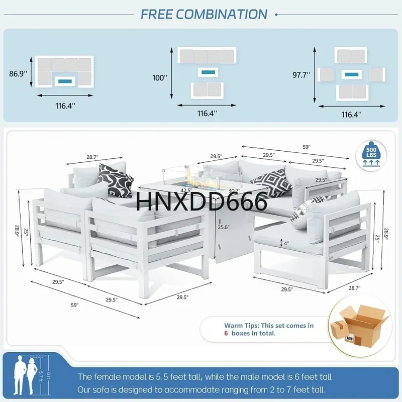 7-delige aluminium tuinset met - Outdoor Furniture With Fire Pit Table recensie en prijs
