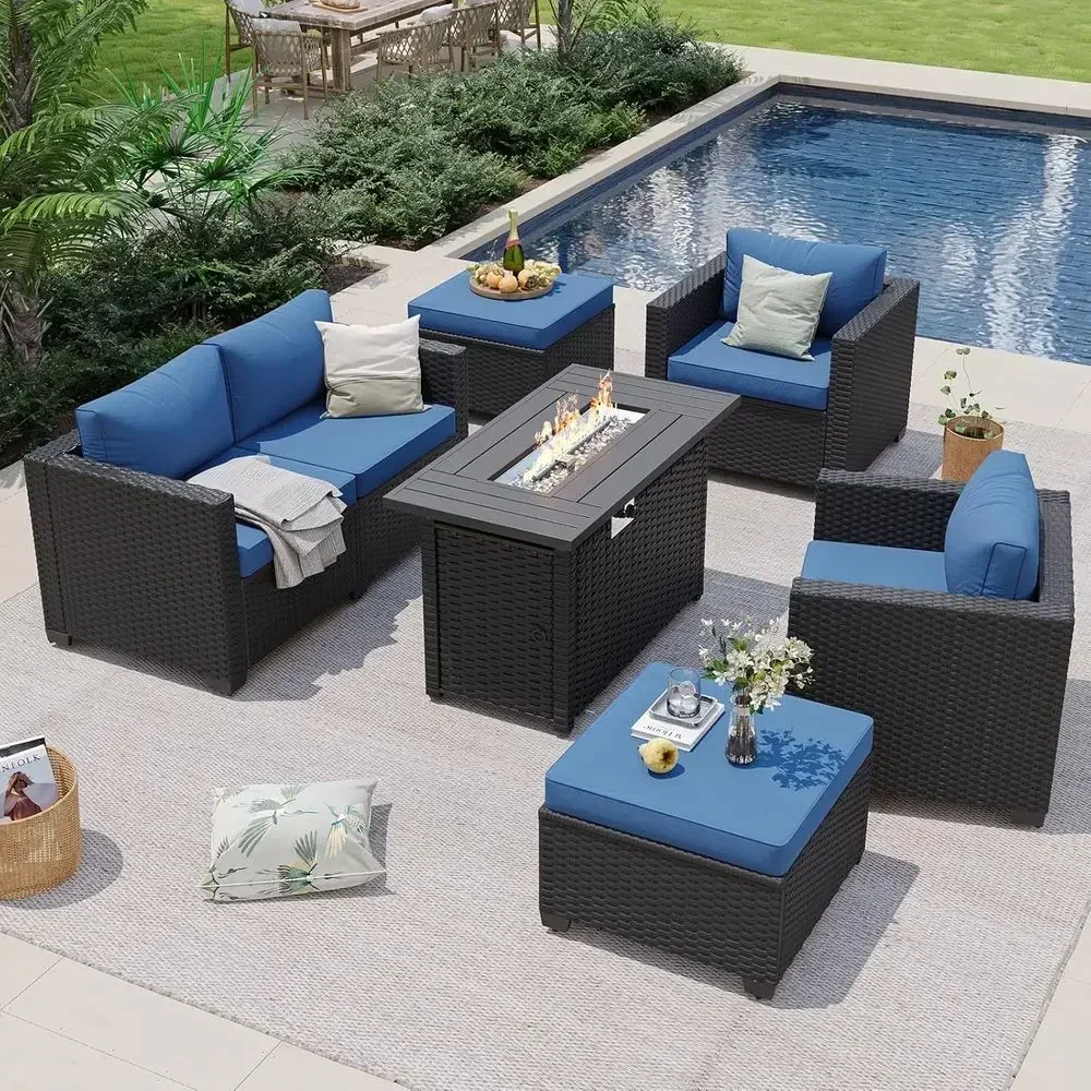 6-persoons tuinmeubelset met v - Outdoor Furniture With Fire Pit Table recensie en prijs