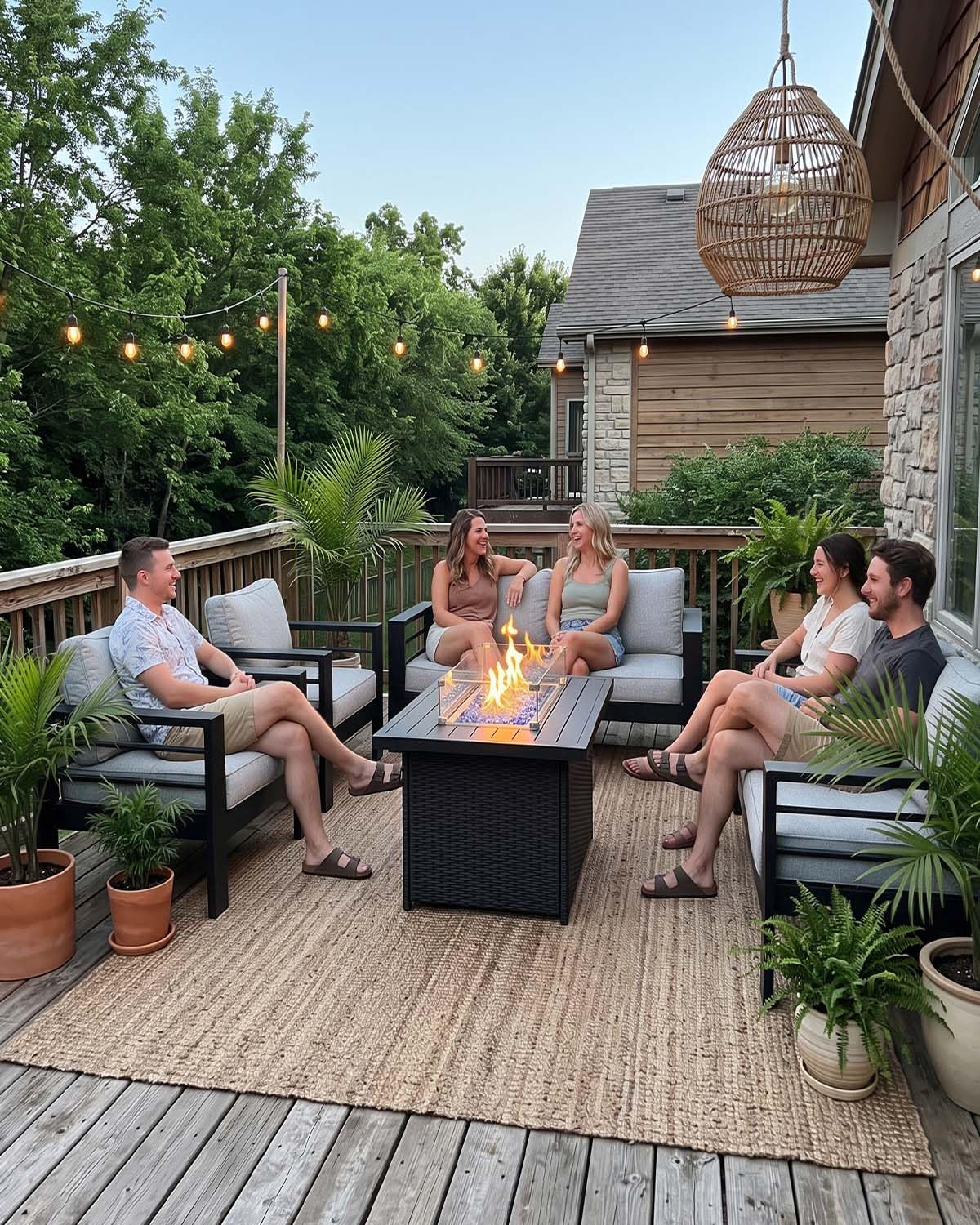 Buitenmeubelset van aluminium  - Outdoor Furniture With Fire Pit Table recensie en prijs