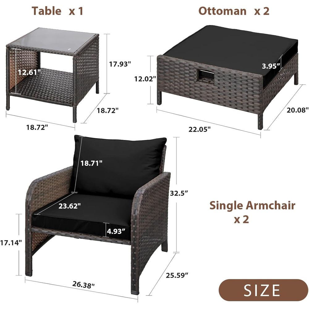 Balkonmeubilair 5-delige patio - Outdoor Furniture Lounge Set recensie en prijs