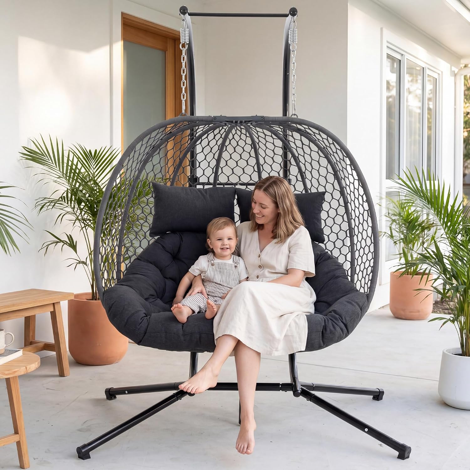 Dubbele hangstoel voor buiten, - Hanging Egg Chair recensie en prijs