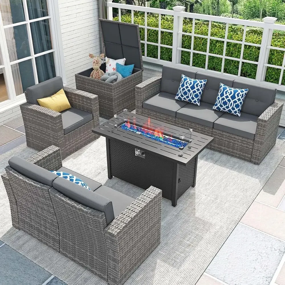 8-delige tuinmeubelenset met 4 - Outdoor Furniture With Fire Pit Table recensie en prijs
