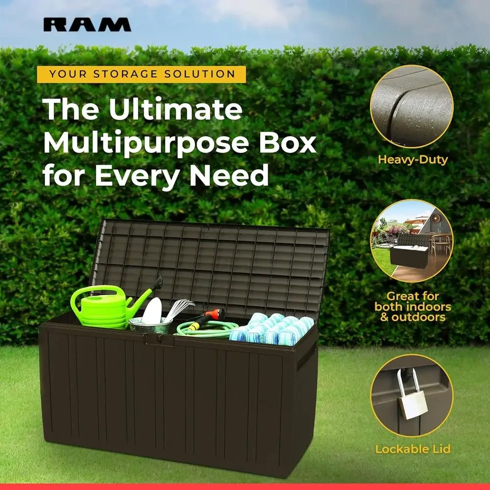 Bruine opbergbak voor buiten,  - Outdoor Furniture With Storage For Cushions recensie en prijs