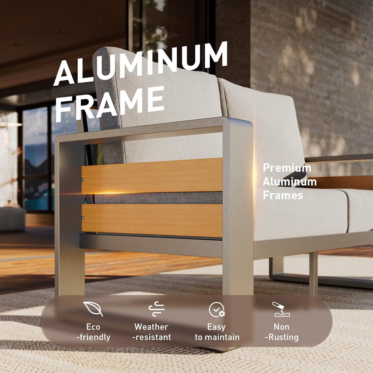# 5-zits aluminium terrasset,  - Outdoor Furniture Lounge Set recensie en prijs